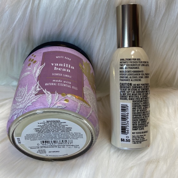 2-pc Set “VANILLA BEAN” by B&BW / WB, 1-Single Wick Candle & 1-Room Spray, NWT - Picture 6 of 7